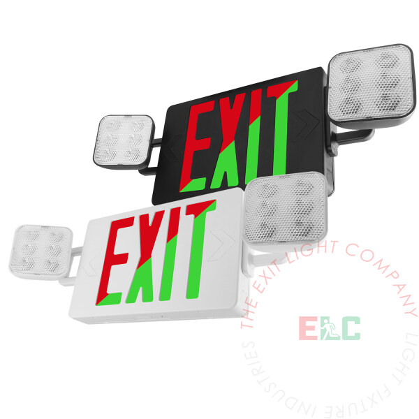 The Exit Light Co. - Universal Red and Green LED Exit Light Combo | Customizable | 180° Adjustable